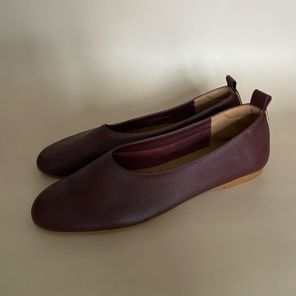 Everlane Chestnut/Burgundy Leather Glove Flats Size 7.5